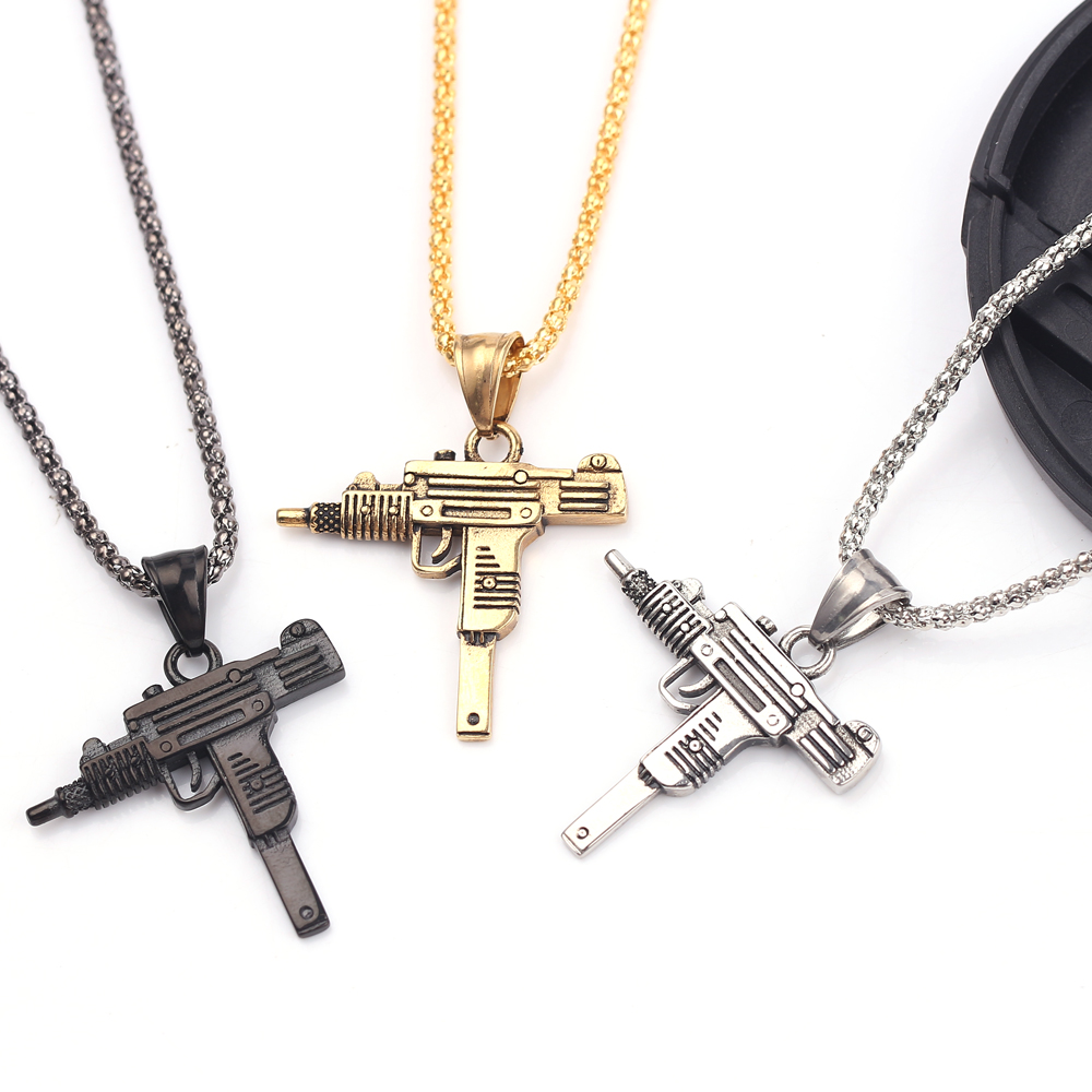 Men Accessories Pendant - Кулон-подвеска в виде пистолета-пулемета Uzi в