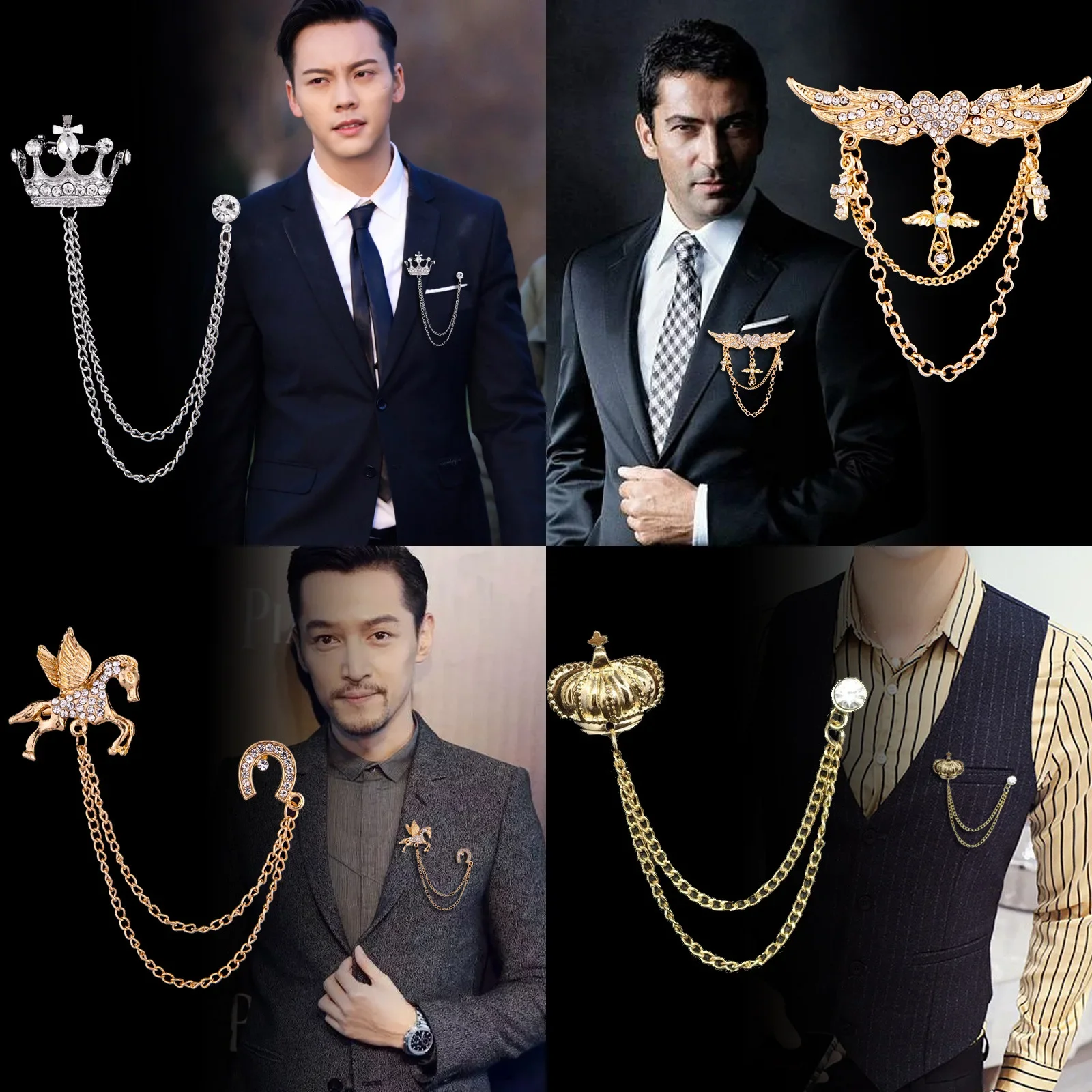 Men Accessories For Suit - Корейский британский стиль, корона, брошь в